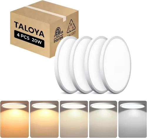 Miniatura 21 de TALOYA Paquete de 4 lámparas de techo LED de montaje empotrado de 10 pulgadas, 5 temperaturas de color (3000 K-6500 K), luz de panel plano redondo