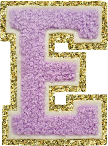 Miniatura 77 de SPRT - Parches de letras de chenilla universitaria con purpurina, parche de letras blancas para planchar con letras del alfabeto para disfraz