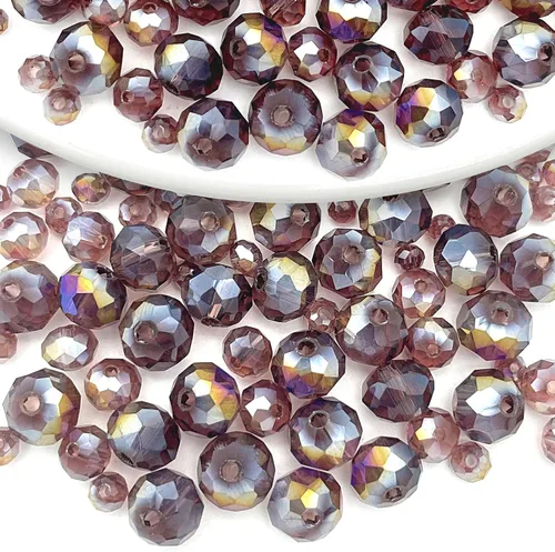 Miniatura 20 de 786 cuentas de cristal de 4 tamaños, cuentas de cristal Rondelle facetadas, cuentas de cristal Briolette, cuentas espaciadoras para pulseras, Ámbar