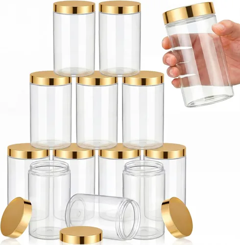 Miniatura 29 de SATINIOR Paquete de 12 frascos de plástico con tapas, frascos redondos para cosméticos de viaje, para artículos de tocador, loción, crema