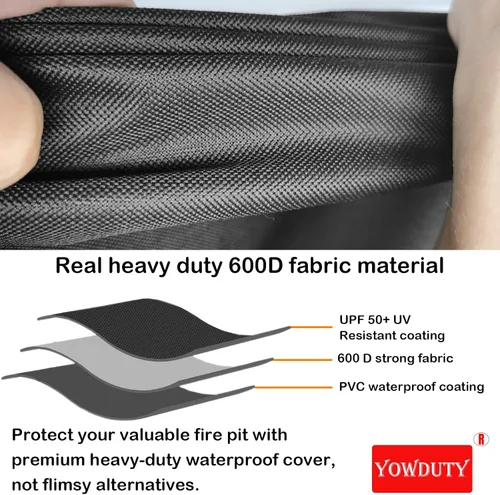 Miniatura 4 de Funda rectangular para mesa de fogata de gas propano de 44x28x24 pulgadas, impermeable de servicio pesado 600D, funda rectangular para chimenea