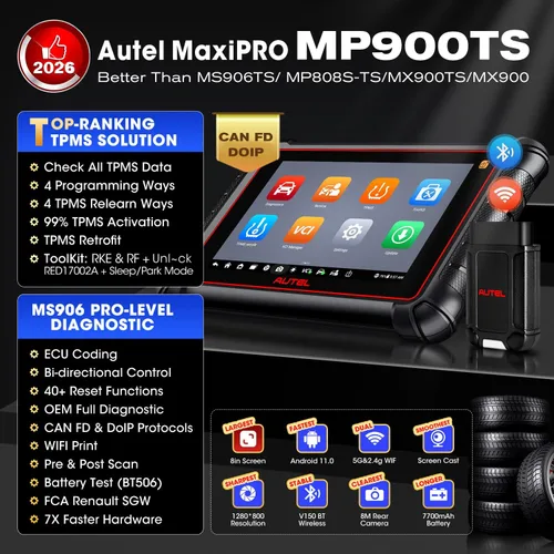 Miniatura 2 de Autel Scanner MaxiPRO MP900TS, 2026 8 pulgadas MP900-TS Top TPMS y ECU C0ding como MS906 Pro-TS, hasta de MaxiSYS MS906 PRO MP900BT MK900TS
