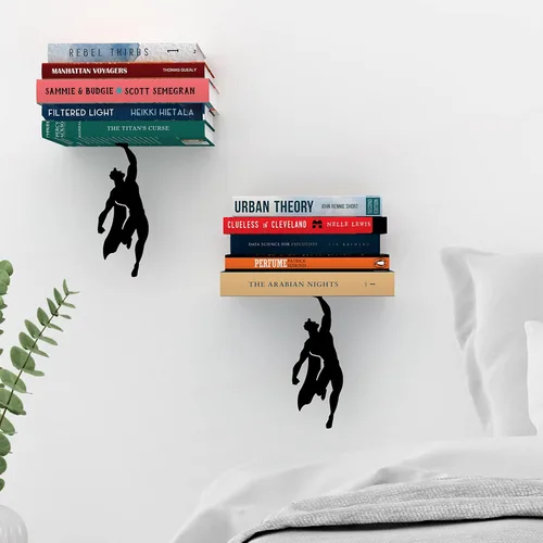 Miniatura 2 de Artori Design Estantería flotante para niños, estante de metal invisible, decoración de pared, estantería para amantes de los libros