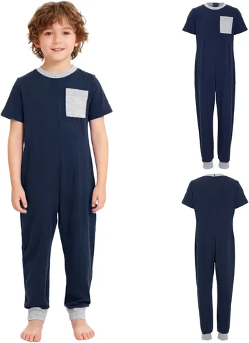 Miniatura 6 de easyforever Necesidades especiales Ropa adaptativa para niños Niños Mono de manga corta Anti-Strip Mono de pierna larga con cremallera en la espalda