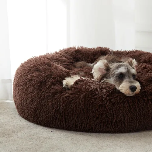 Miniatura 43 de WESTERN HOME WH Cama calmante para perros y gatos, dona acogedora anti-ansiedad, cama redonda cálida y acogedora de piel sintética, suave y azul