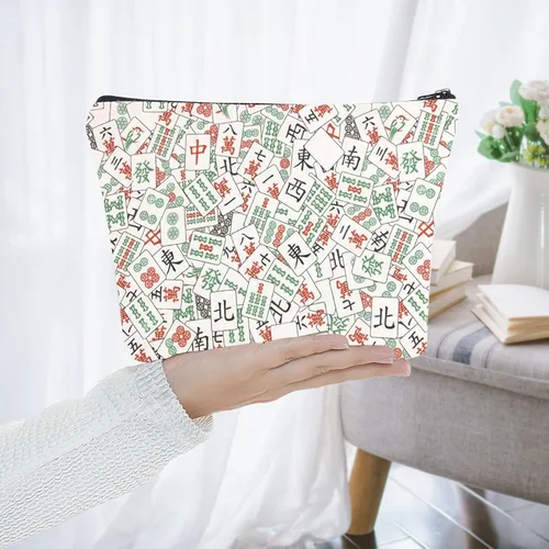 Miniatura 7 de WZMPA Mahjong Luck Cosmetic Bag Mahjong inspirado regalo Mahjong cremallera bolsa bolsa mahjong mercancía, Mahjong, Ajuste