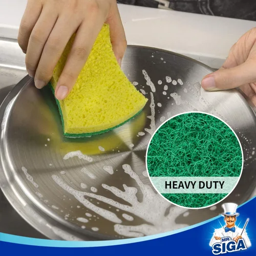 Miniatura 3 de MR.SIGA Esponja exfoliante de celulosa resistente, esponja de doble cara para lavar platos para cocina, paquete de 12