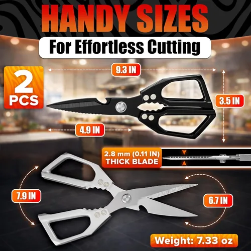 Miniatura 2 de Poultry Shears Heavy Duty Set of 2 – 3Cr13 Stainless Steel Style of Japanese Kitchen Scissors for Food, Detachable & Dishwasher Safe – Poultry