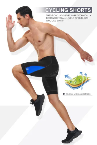 Miniatura 3 de Heathyoga Pantalones cortos acolchados de bicicleta para hombre con bolsillos, pantalones cortos de ciclismo de montaña para hombre con acolchado