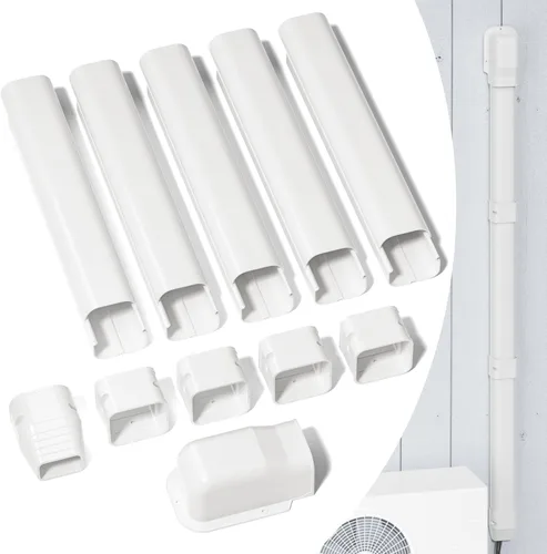 GUEQUITLEX Kit de cubierta de línea dividida de 3 pulgadas de ancho, 7.5 pies, kit de cubierta decorativa de PVC para aire acondicionado central,