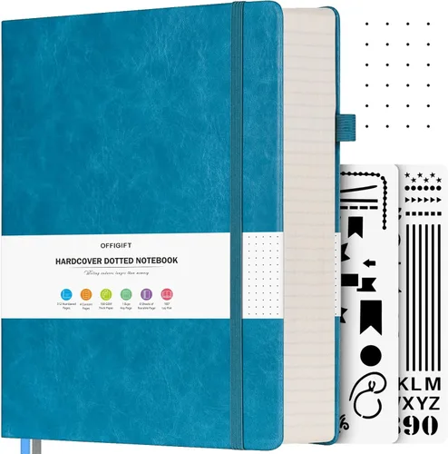 Miniatura 9 de Cuaderno de puntos, 312 páginas numeradas, cuaderno grande B5 de cuero de tapa dura, cuaderno de 3.53 oz/yd² con páginas de índice, diario de puntos