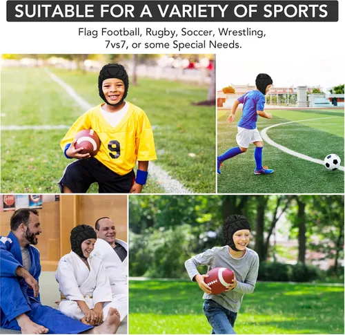 Miniatura 6 de Flag - Casco de fútbol juvenil de carcasa suave para fútbol 7v7, casco de carcasa suave para bandera de fútbol para niños y adultos, casco de rugby