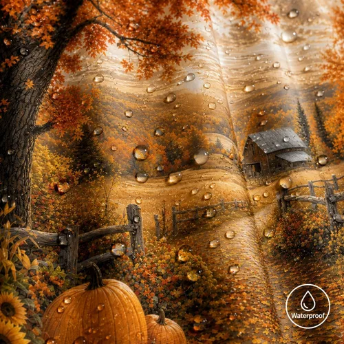 Miniatura 8 de Autumn Pumpkin Shower Curtain, Fall Farmhouse Bathroom Curtain, Thanksgiving Harvest Sunflower Maple Leaves Country Road Waterproof Polyester Fabric