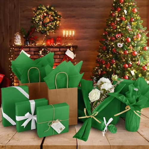 Miniatura 6 de CHRORINE Papel de seda verde – 60 hojas para arte, envoltura de regalos, manualidades y decoración – Navidad, cumpleaños, fiesta de vacaciones