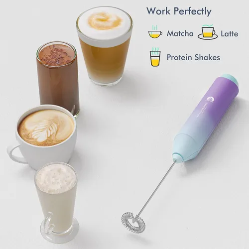 Miniatura 4 de Espumador de leche potente de mano, mini batidor mezclador de bebidas para café, capuchino, café con leche, matcha, chocolate caliente, sin soporte