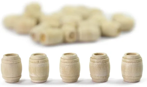 Miniatura 8 de MT001 50pcs modelo ferroviario 1:87 barril de vino de madera HO OO escala barril cubo (0.594 in)