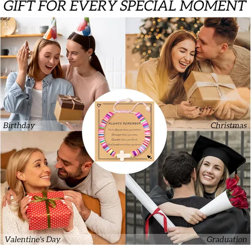 Miniatura 7 de Regalos navideños para niños, niñas adolescentes, mujeres, linda pulsera de cruz para niñas, regalos de Navidad cristianos para mujeres, ideas