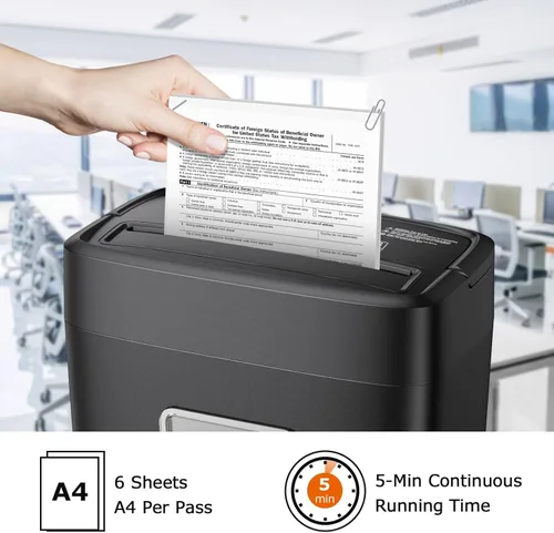 Miniatura 3 de Bonsaii trituradora de papel microcortada de 6 hojas de alta seguridad, trituradora de tarjetas de crédito/correo/grapas/clips para uso doméstico