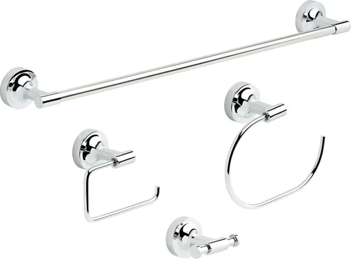 Miniatura 14 de Franklin Brass Voisin - Juego de 4 toalleros de baño negro mate de 24 pulgadas, soporte para papel higiénico, soporte para toallas de mano, gancho