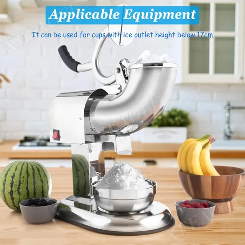 Miniatura 3 de Máquina de afeitar de hielo, máquina de cono de nieve, 220 libras por hora, 350 W, máquina de hielo afeitado de acero inoxidable, 2 cuchillas