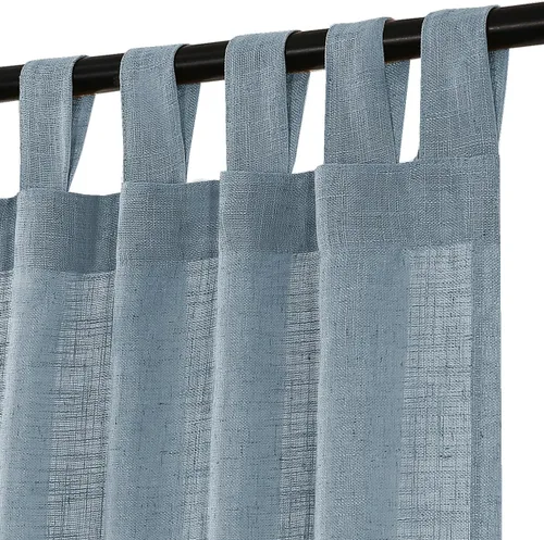 Miniatura 10 de Turquoize Cortinas traslúcidas de lino natural con pestaña superior de 63 pulgadas, cortinas filtrantes de luz y cortinas para sala de estar