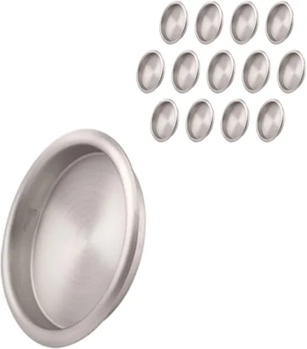 Miniatura 12 de Paquete de 14 tiradores de dedo para puerta de armario de bronce frotado con aceite - Tirador de dedo redondo de 2-1/8" para puerta corredera, Oil