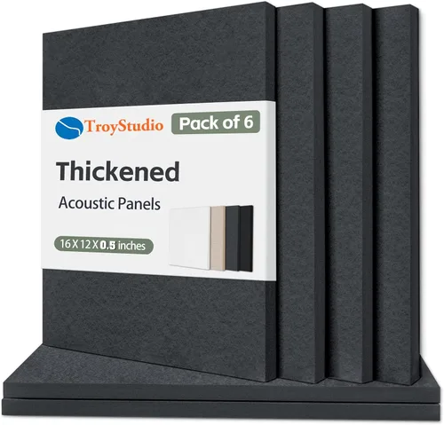 TroyStudio - Panel acústico de 15.74 x 11.81 x 0.47 pulgadas, 6 unidades, densa insonorización y panel de absorción de sonido, tratamiento acústico