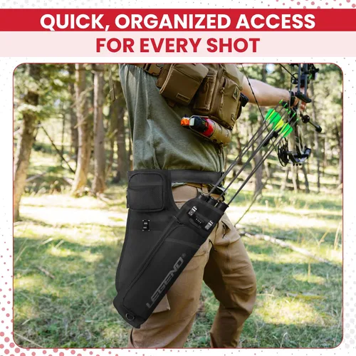 Miniatura 6 de LEGEND First Archery - Funda para flechas, carcaj de cadera con cinturón ajustable y 3 tubos de flecha, material de nailon duradero con ranura en T