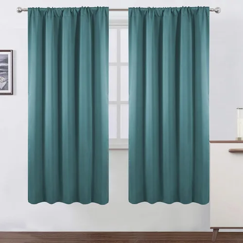 Miniatura 137 de LEMOMO Cortinas opacas negras para cocina, 42 x 45 pulgadas, juego de 2 paneles de cortinas opacas con bolsillo para cortinero para ventana pequeña