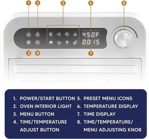 Miniatura 7 de Elite Gourmet EAF1010D Horno programable de encimera de convección con freidora de aire de 10 L, 8 ajustes de menú, controles de temperatura +