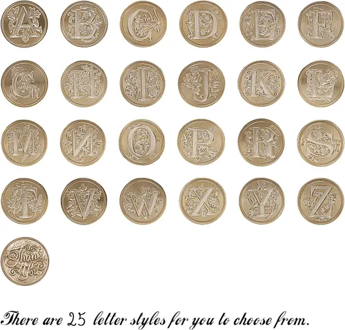 Miniatura 7 de Juego de sellos de cera, Juego clásico de sellos de cera antiguo estilo antiguo con letras iniciales del alfabeto, Caja de regalo con asa de madera