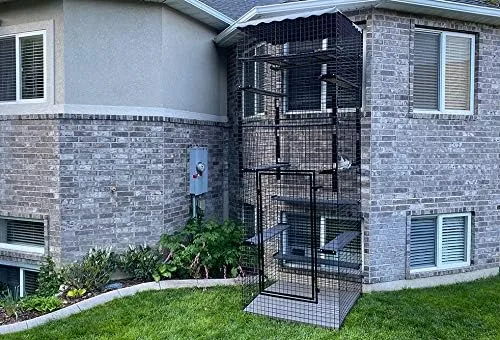 Miniatura 4 de 48" X 48" X 144" Black Outdoor Catio Enclosure Cat House