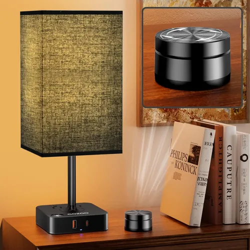 Miniatura 13 de Lámpara de mesa regulable cozoo USB para mesita de noche y escritorio con 2 puertos de carga USB (A+C) y 2 tomas de corriente, lámpara de mesita