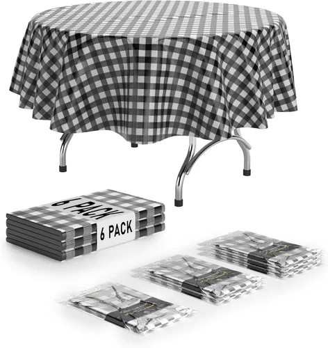 Miniatura 23 de Exquisite Cubierta de Mesa para Picnic - Paquete de 6 Manteles Premium Rectangulares de Plástico - Cubierta de Mesa para BBQ a Cuadros Negro