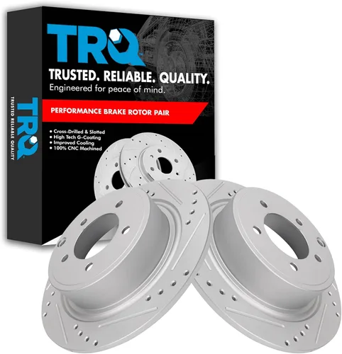 Miniatura 391 de TRQ Juego de rotores de freno de rendimiento trasero con revestimiento G premium compatible con Mazda 6 2014-2021
