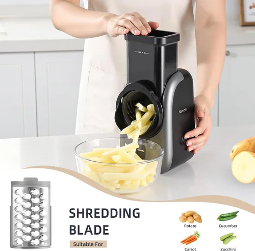 Miniatura 7 de Paquete de exprimidor eléctrico de cítricos con cortador de verduras, exprimidor automático de naranjas con cepillo de limpieza y rallador de queso
