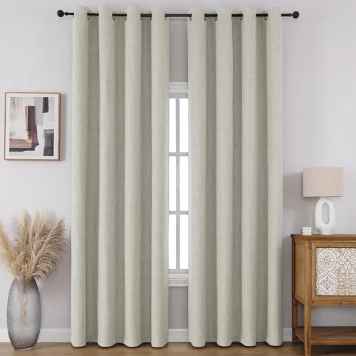 Miniatura 22 de CUCRAF - Juego de 2 paneles de cortinas de ventana con oscurecimiento total del 100%, de 54 pulgadas de largo, con aspecto de lino falso, cortinas
