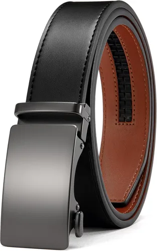 Miniatura 10 de CHAOREN - Cinturón para hombre - Cinturón de trinquete de cuero de 1 3/8 pulgadas para pantalones de vestir - Cinturón micro ajustable que se adapta