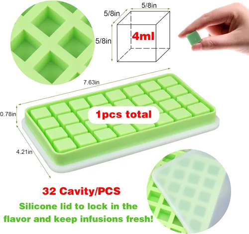 Miniatura 2 de AIERSA Moldes de Silicona para Cubos de Aceite Infusionado con Hierbas, 1 Pieza Bandeja Mini de Dulces Gomitas de 32 Cavidades, Moldes Cuadrados