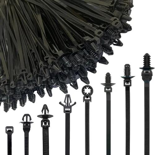 Miniatura 12 de Paquete de 80 bridas de nailon para montaje a presión, 8.3 x 0.18 pulgadas, nailon resistente, autobloqueo, resistente a los rayos UV, surtido