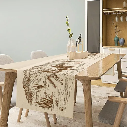 Miniatura 6 de Camino de mesa de lino de algodón, cuchillo de cocina occidental, tenedor, colección de mesa rectangular, desierto salvaje oeste americano
