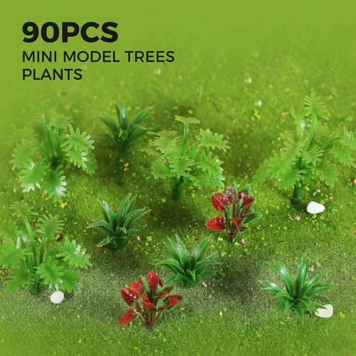 Miniatura 3 de Yetaha 90 piezas de mini árboles modelo, plantas en miniatura, arbustos verdes, modelos de arbustos, plantas artificiales para tren, paisaje