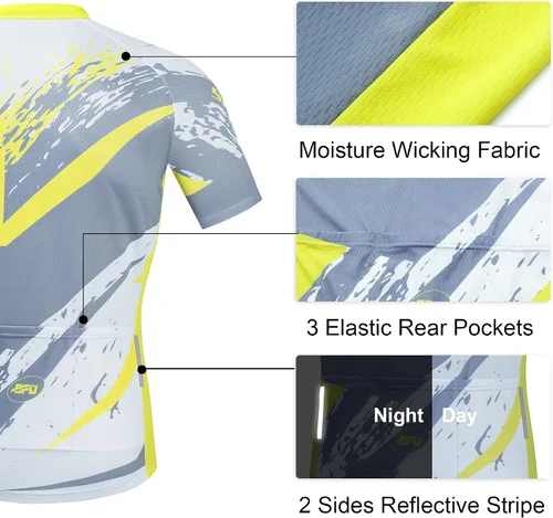 Miniatura 5 de sponeed Hombres Bicicletas Jersey Cremallera Completa Ciclismo Camisa Tops Transpirable