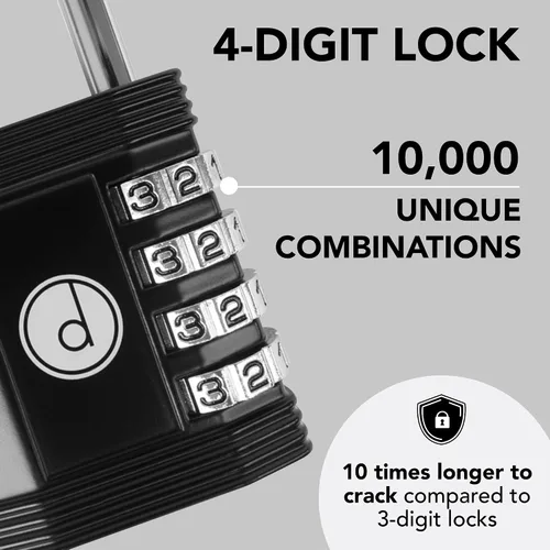 Miniatura 2 de Candado: cerradura de 4 dígitos de combinación para lockers de gimnasios, deportes, escuelas & empleados, aire libre, vallas y almacenamientos. Todo