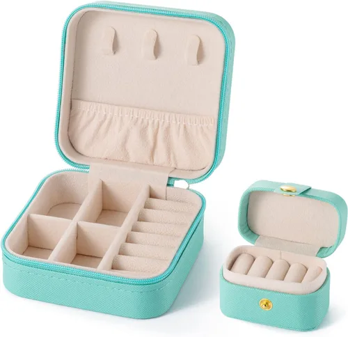 Travel Jewelry Case Set, Small Jewelry Boxes, Travel Jewelry Box for Girls Gift, Portable Jewelry Organizer for Necklaces, Earrings, Rings(2 in