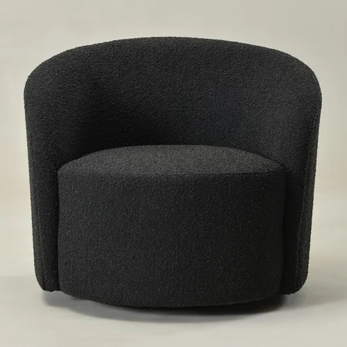 Miniatura 4 de KINWELL Silla giratoria Boucle de 34 pulgadas con juego otomano redondo de 18 pulgadas, juego totalmente ensamblado de silla y reposapiés de sherpa