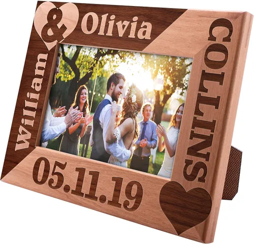 Miniatura 3 de Regalos para el día de San Valentín para ella, marco de fotos de boda personalizado de 4 x 6 pulgadas, Home is Where You are, regalos románticos