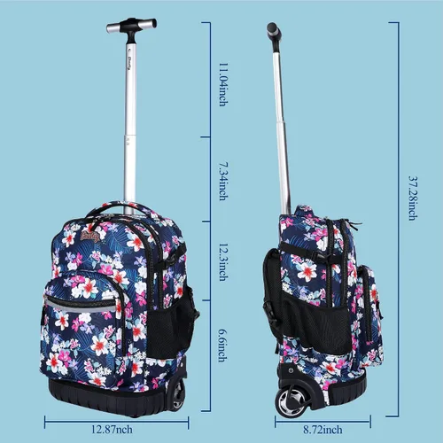 Miniatura 2 de seastig Mochila con ruedas de 18 pulgadas con bolsa de almuerzo y estuche para lápices, mochila con ruedas, mochila para laptop, adultos y niños