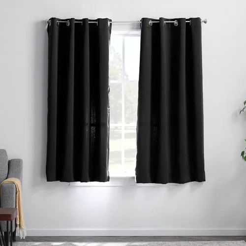 Miniatura 21 de Linenspa Juego de 2 paneles de cortinas opacas 85% - Cortinas negras de 84 pulgadas de largo, aislamiento térmico, reducción de ruido, esenciales
