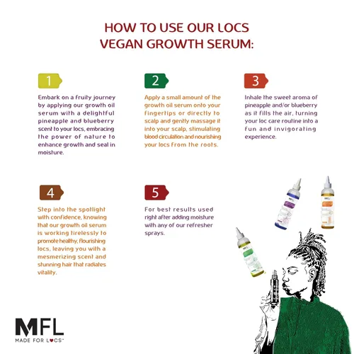 Miniatura 5 de Locs - Suero de crecimiento vegano Aceite de rastas (aroma de piña, arándano y menta) 4 onzas (arándano)